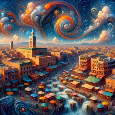 The primary subject of the image is a city street with a large number of people walking around. The setting is a busy urban environment, and the visual style is a combination of photo and digital art. The colors and mood of the image are vibrant and lively, with a focus on the bustling atmosphere of the city.